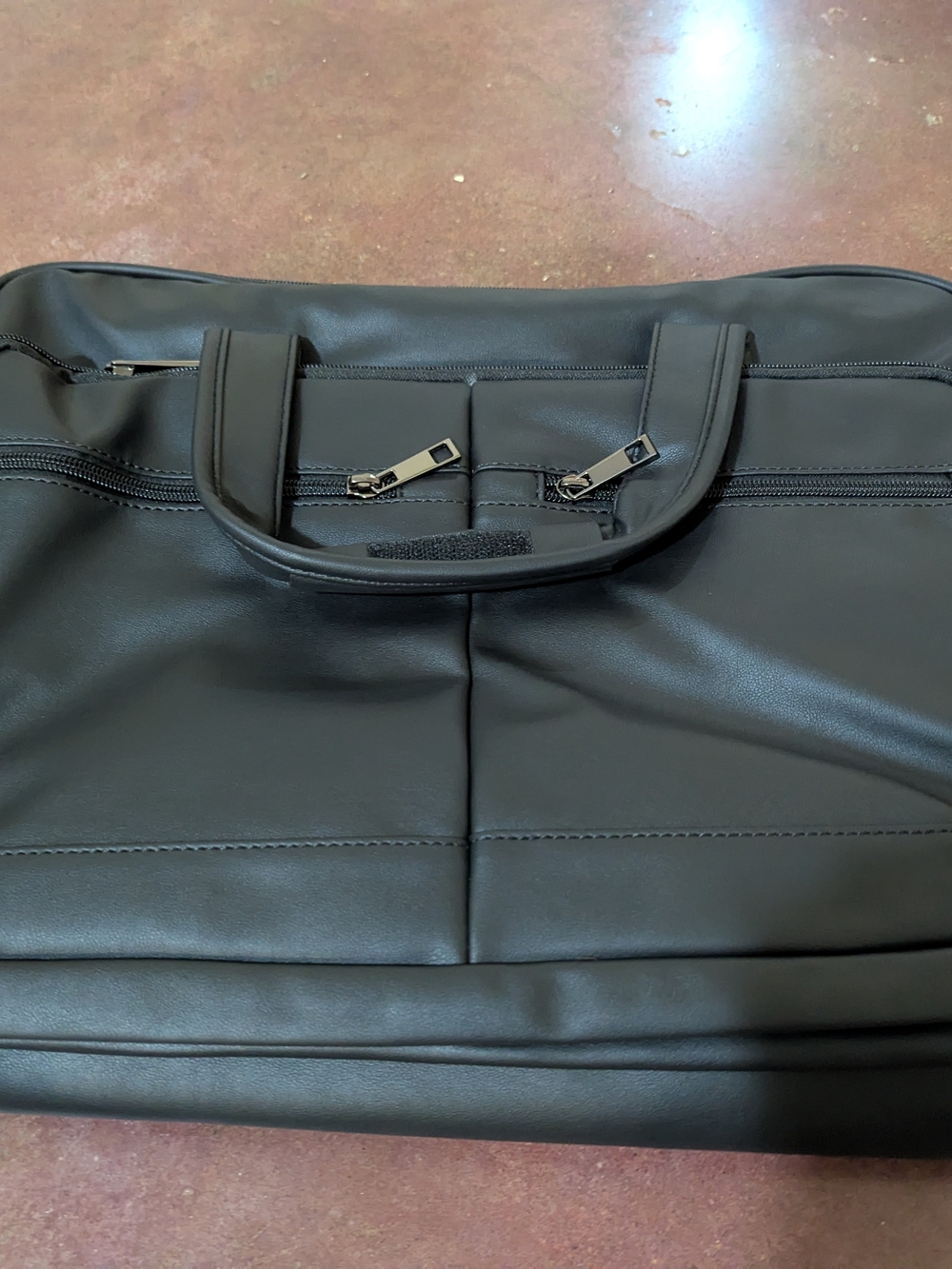 Men's Black Faux Leather Briefcase Carry Bag